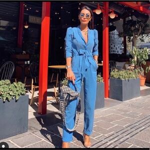 Zara Blue Jump Suit Size Medium